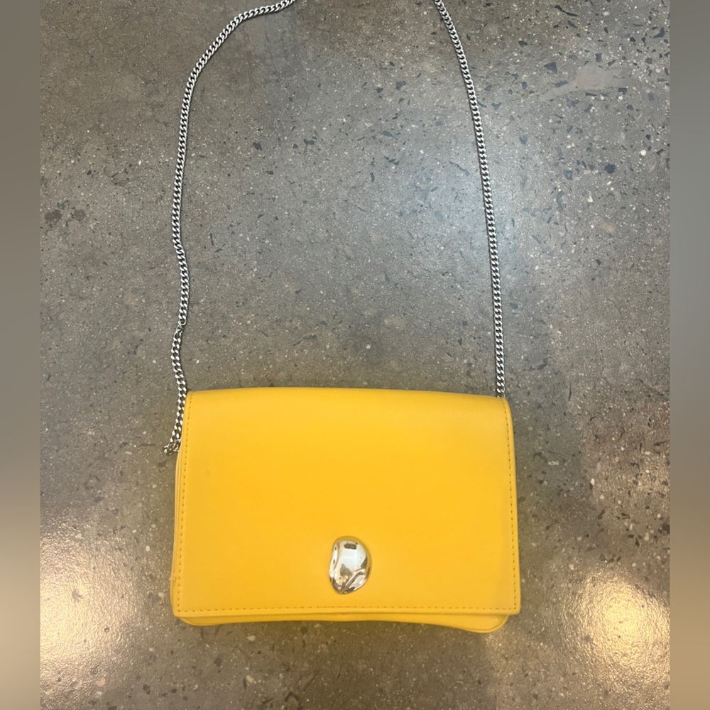 Zara yellow crossbody purse bag with chain